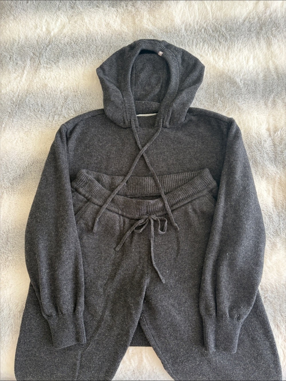 Figs Charcoal Knit Hoodie Jumpsuit Set